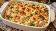 鶏むね肉がしっとり仕上がる、片栗粉ひと工夫のマカロニグラタン（フライパンソースで簡単）