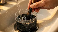 習字筆の洗い方で洗面台が真っ黒に…ペットボトルで飛び散りを防ぐ簡単テク