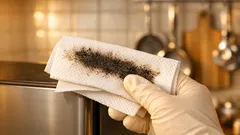 冷蔵庫の上の黒いベタつきはこう落とす:アルカリ電解水で簡単掃除