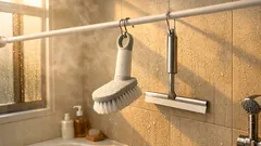 100均セリアで浴室収納が変わる、ブラシをサッと掛けられる110円フック活用術